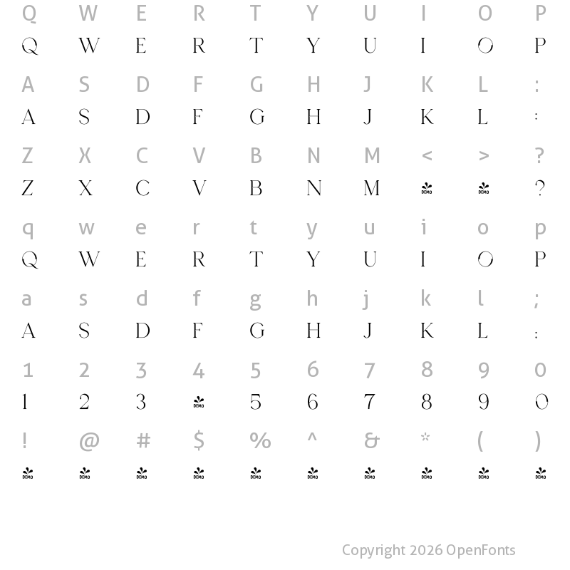 Character Map of Seafont Regular 2