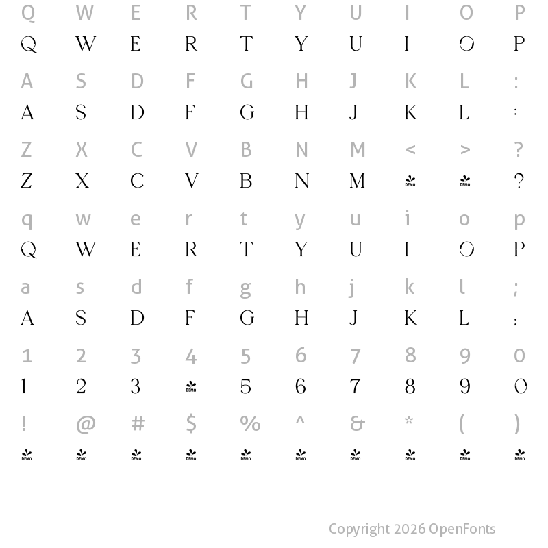 Character Map of Seafont Regular 3