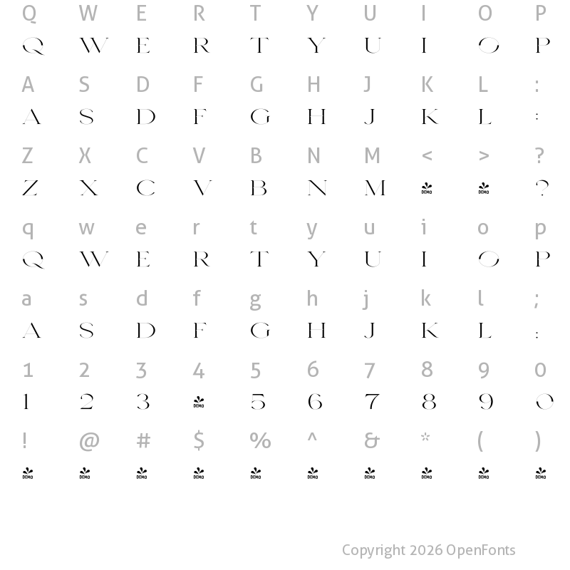 Character Map of Seafont Wider 1