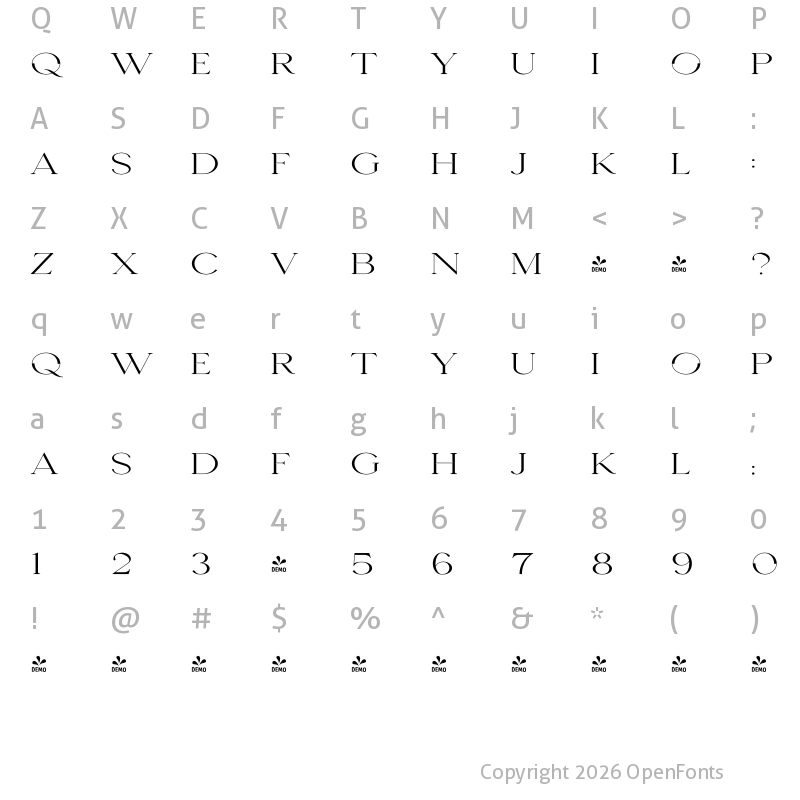 Character Map of Seafont Wider 2