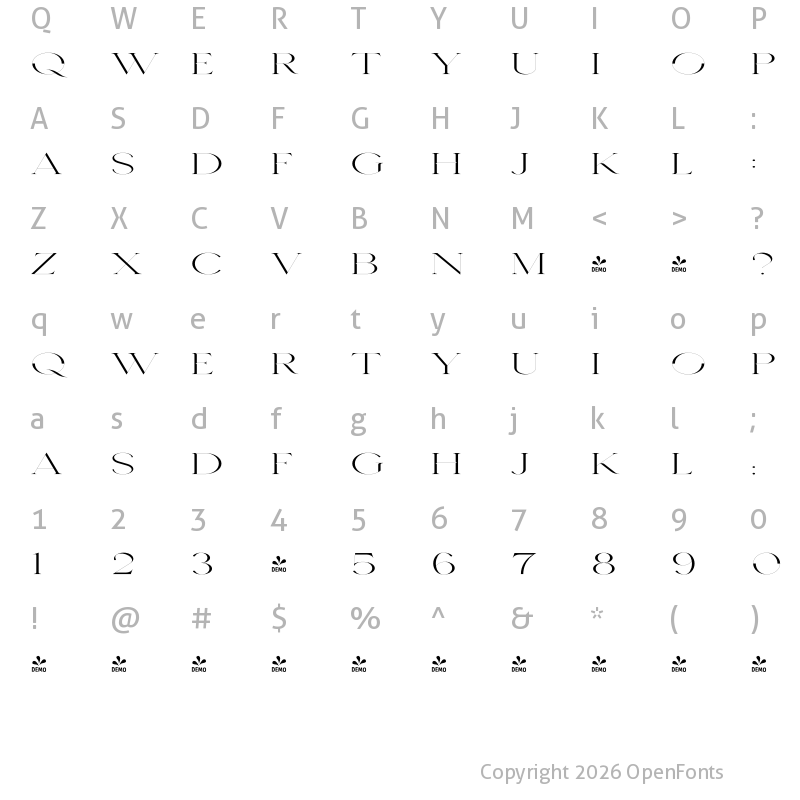 Character Map of Seafont Widest 1