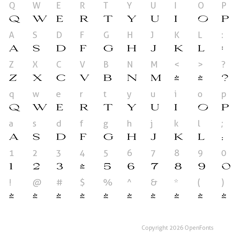 Character Map of Seafont Widest 4