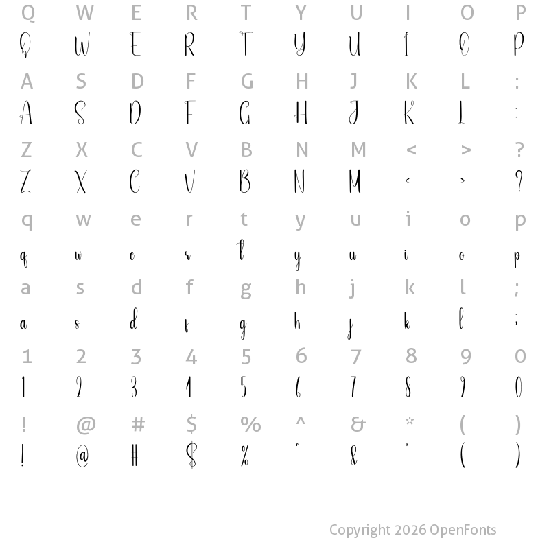 Character Map of Seagull Regular
