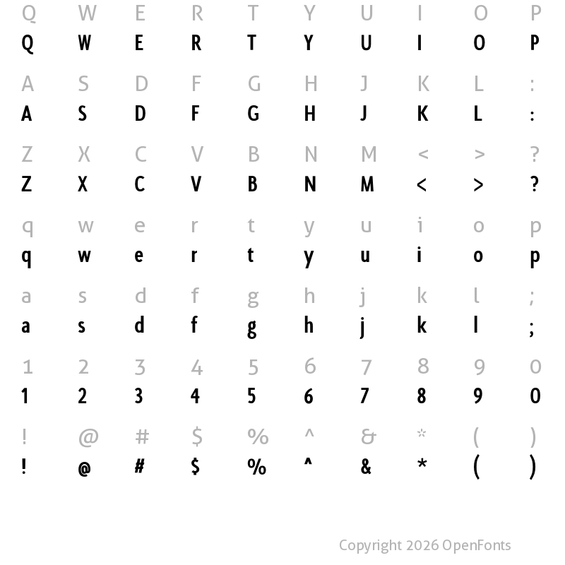 Character Map of SeanSans CompressedExtrabold