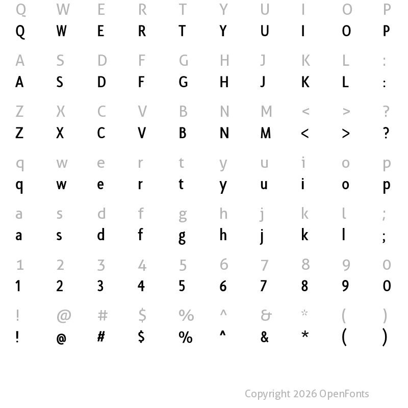 Character Map of SeanSans CondensedBold