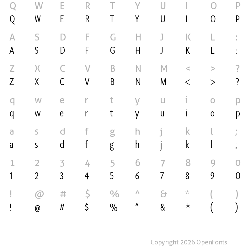 Character Map of SeanSans CondensedRegular