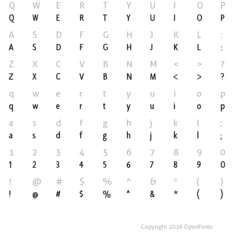 Character Map of SeanSans CondensedSemibold