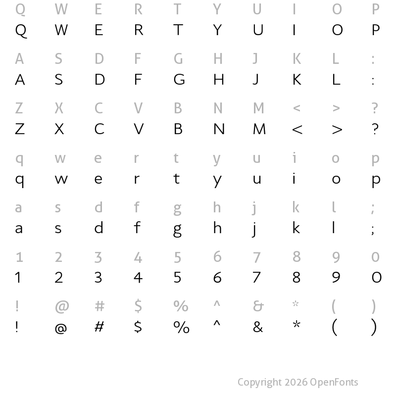 Character Map of SeanSans NormalRegular
