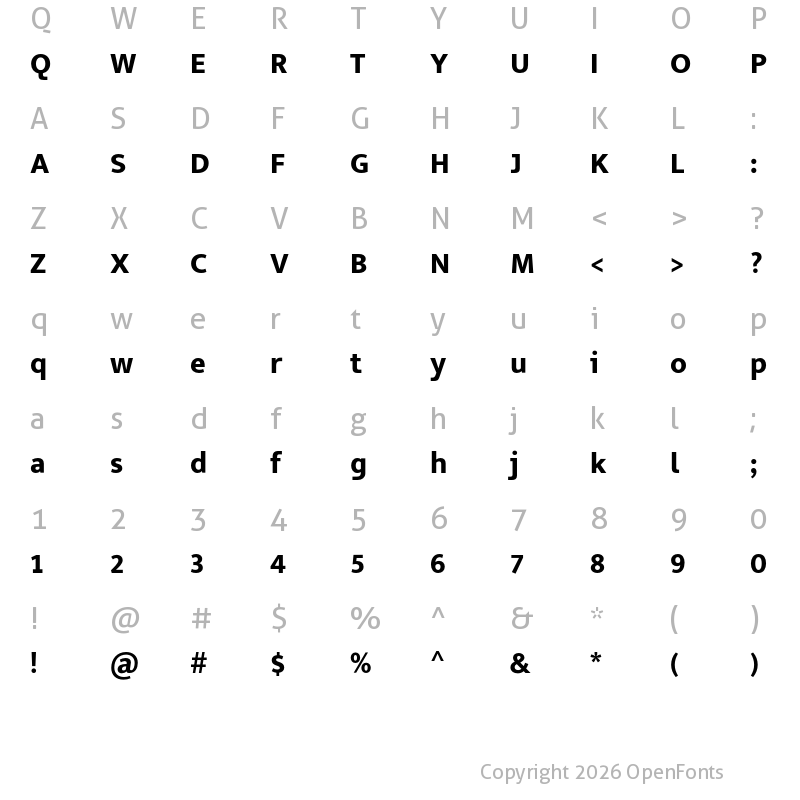 Character Map of Seb Neue Black