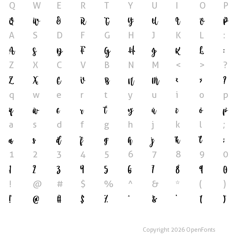 Character Map of Secret Nature Regular