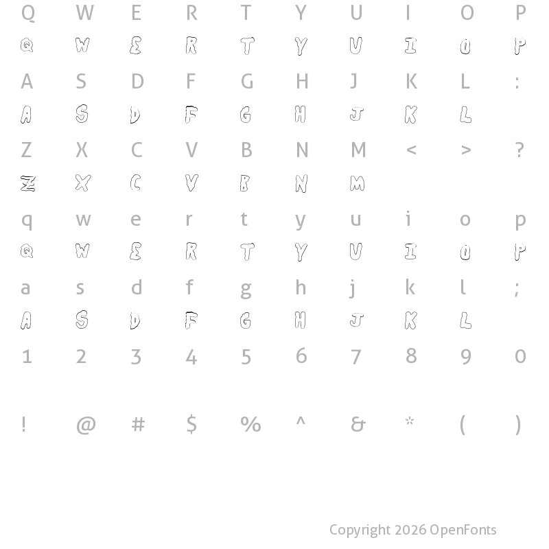 Character Map of secretsaucelight Regular
