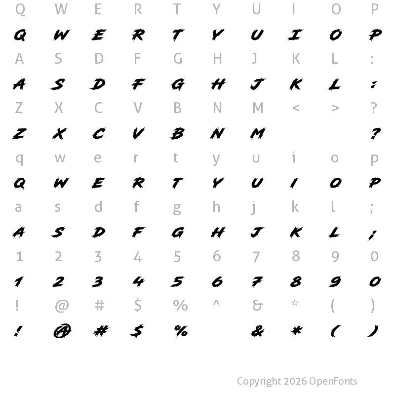 Character Map of Sectar Regular