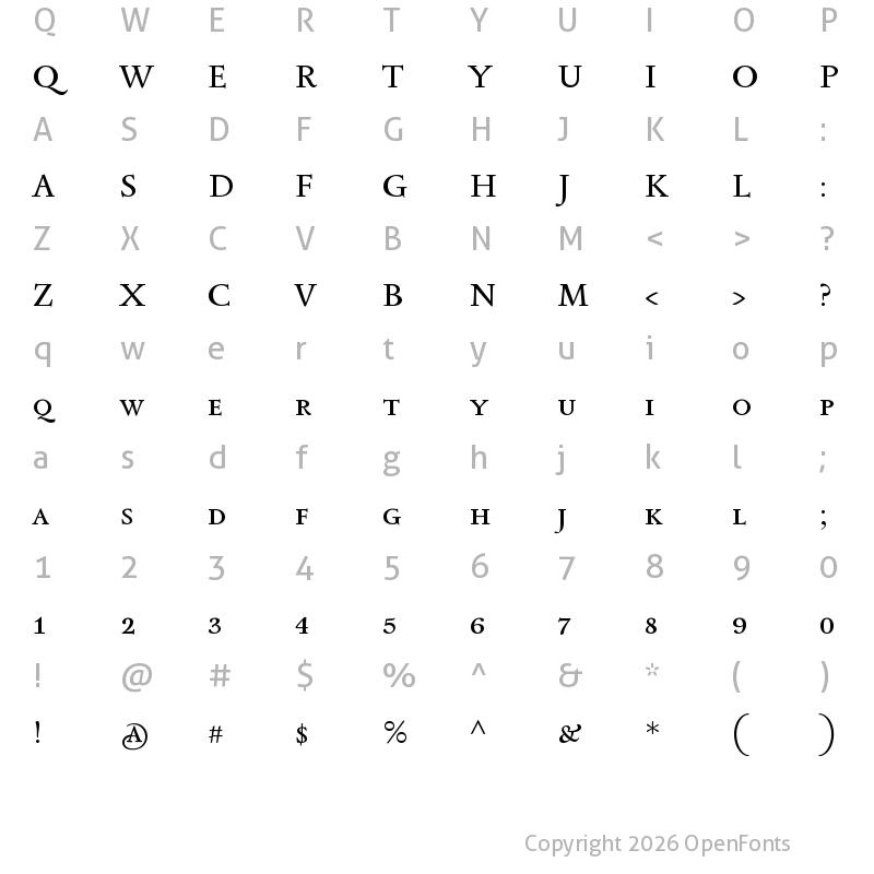 Character Map of Sedan SC Regular