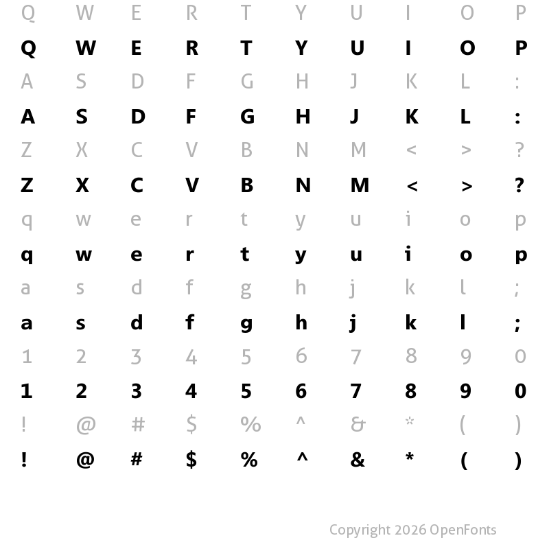 Character Map of Segoe TV Bold