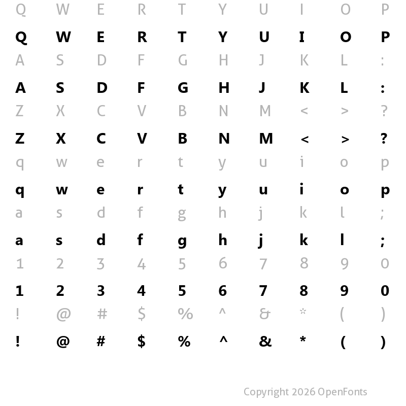 Character Map of Segoe UI This Bold