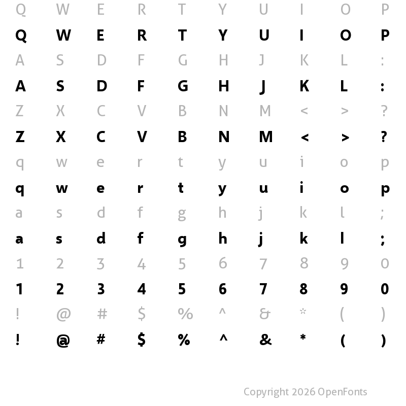 Character Map of Selawik Bold