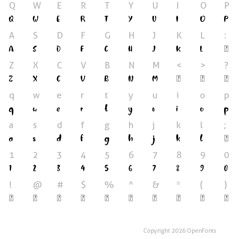 Character Map of Selsa Regular