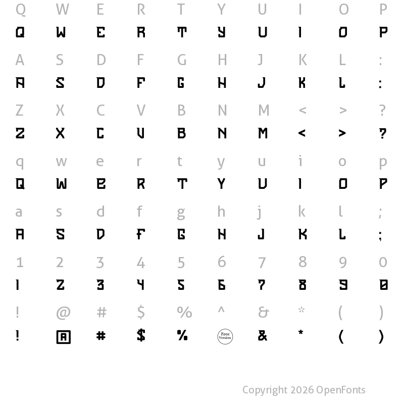 Character Map of Sendha Free Trial Regular