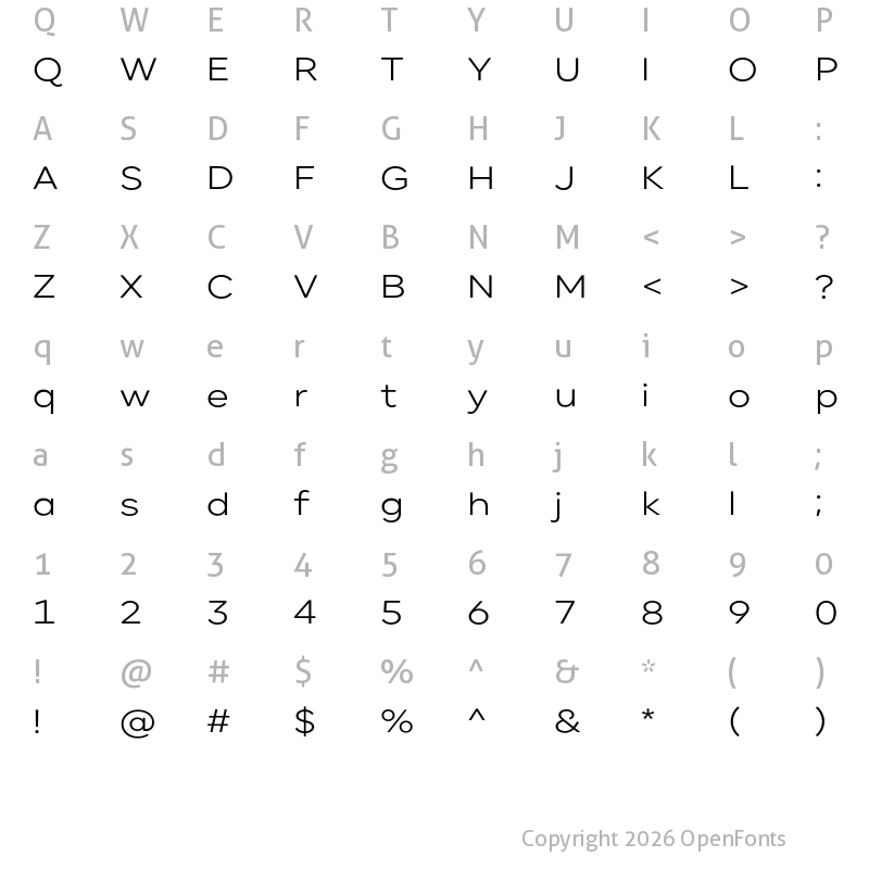 Character Map of Sepiaridom Extra Light