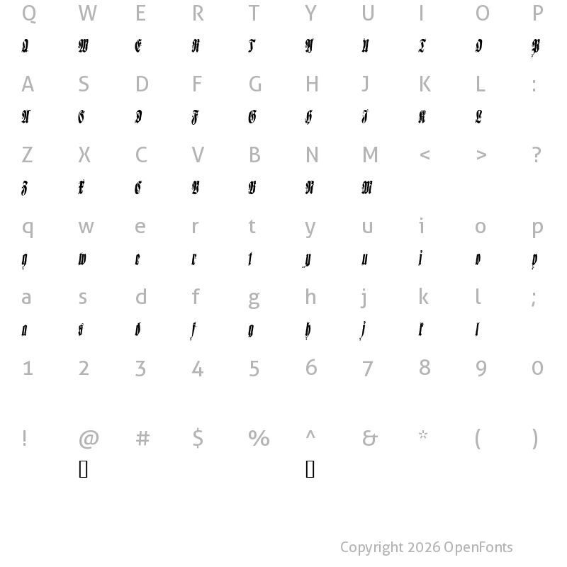 Character Map of Sepultura Demo Regular