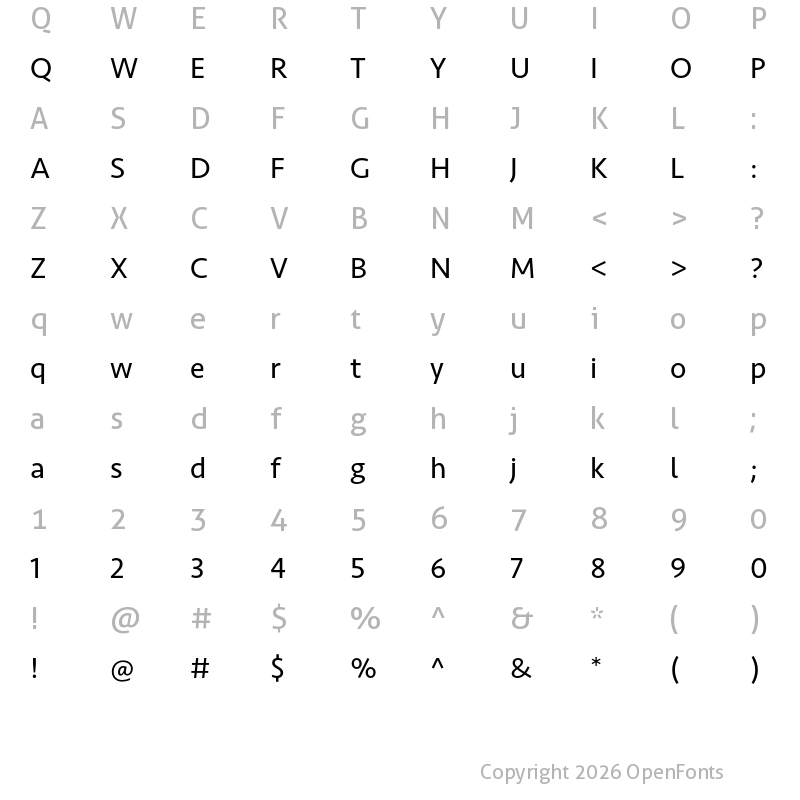Character Map of Seravek Basic Regular