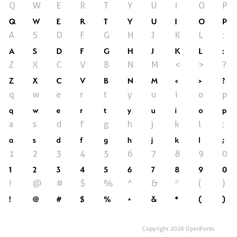 Character Map of Serenity Demi Bold