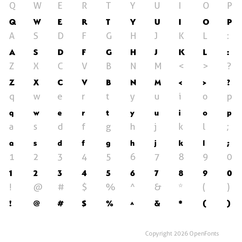 Character Map of Serenity Heavy