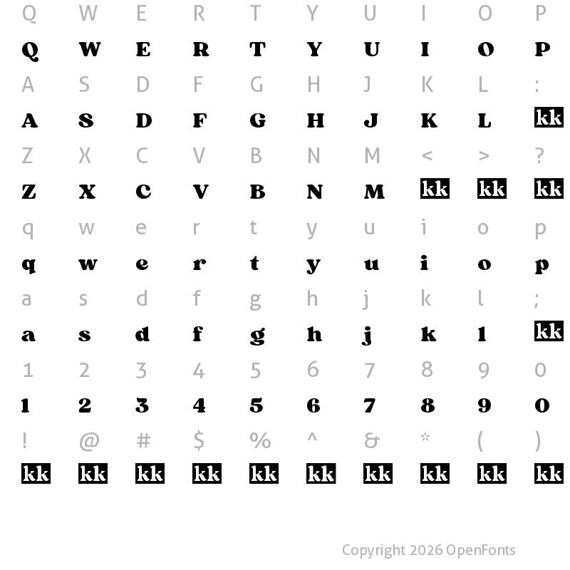 Character Map of Sergio Trendy Regular