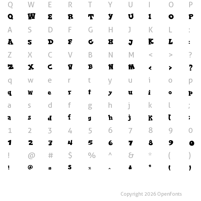 Character Map of Serifa Comica Regular