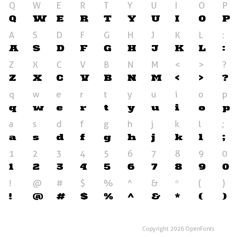 Character Map of Sernest Regular
