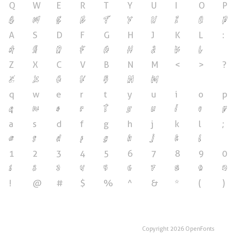 Character Map of serrem outline demo Regular