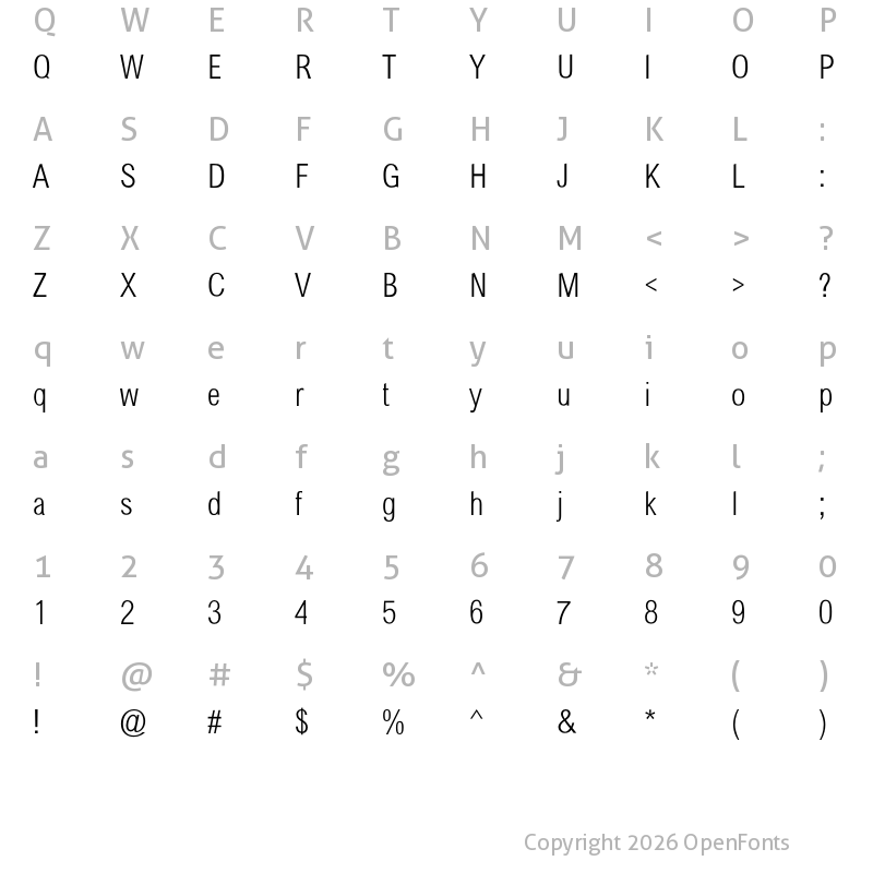 Character Map of Sertig Light