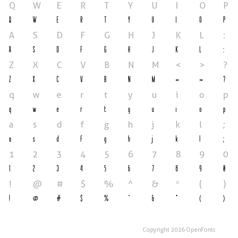 Character Map of Sessions Regular
