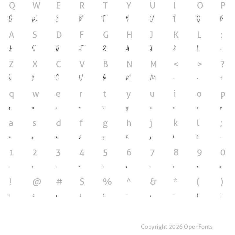 Character Map of Settary Tenjutsu Regular