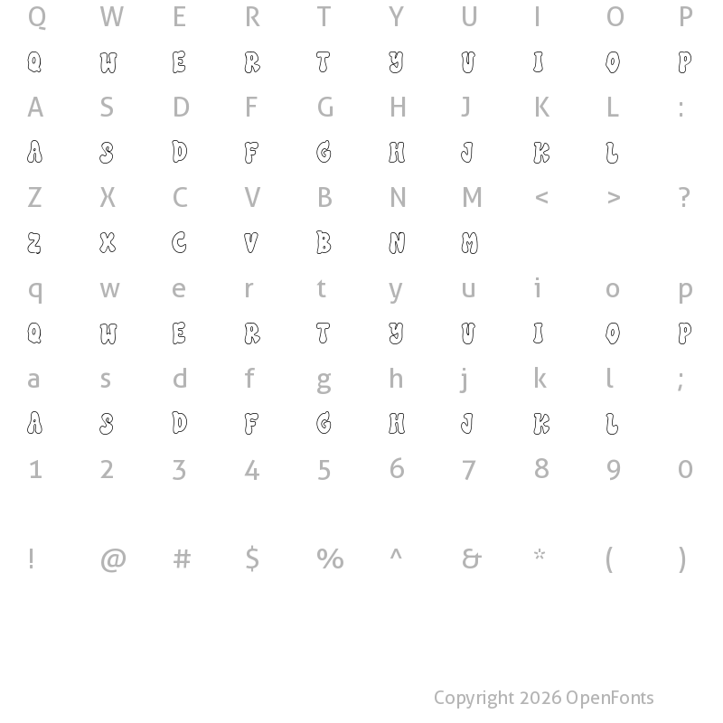 Character Map of SEVENTIES GROOVY LINE Regular