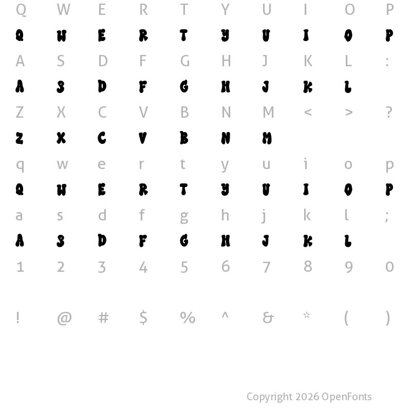 Character Map of SEVENTIES GROOVY Regular