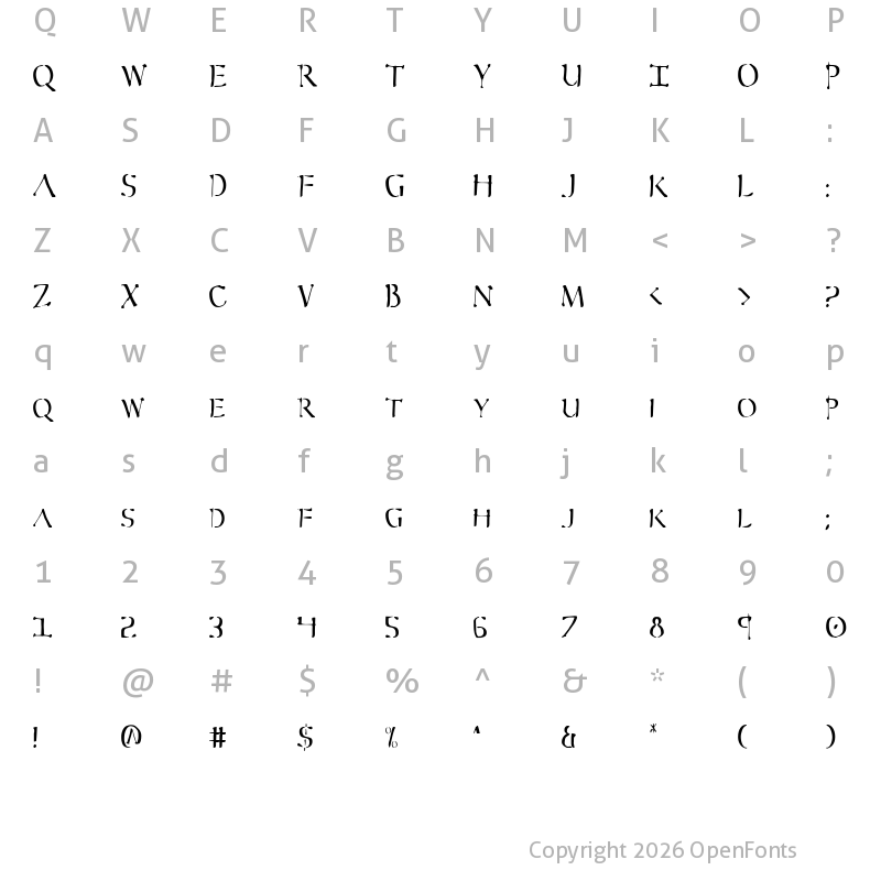 Character Map of Sever Condensed Condensed