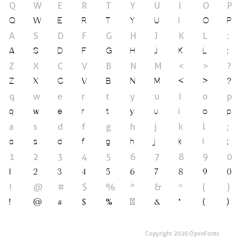 Character Map of Severange Regular