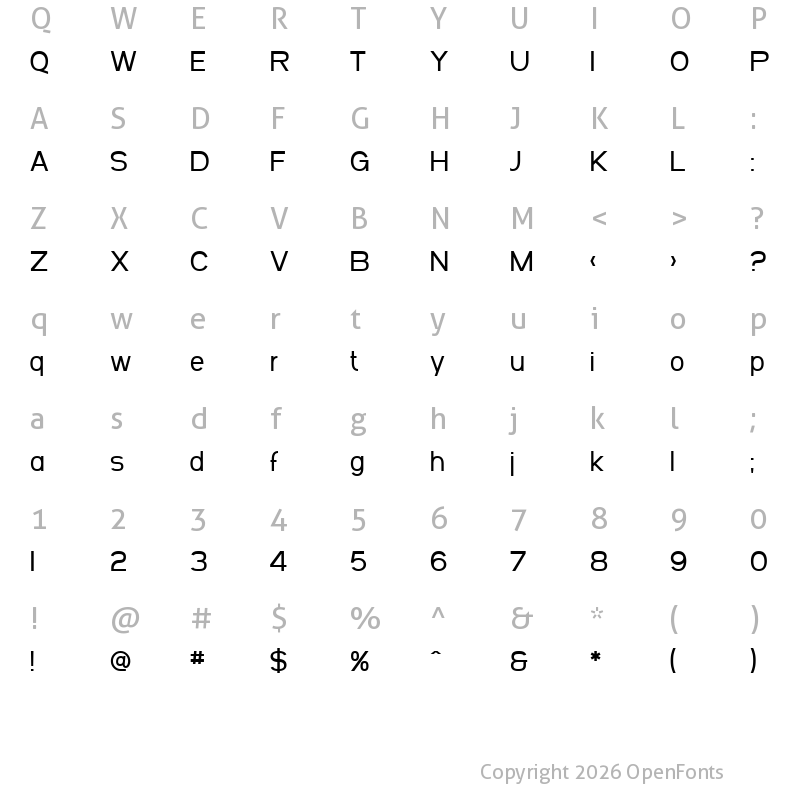 Character Map of SF Arborcrest Medium Regular
