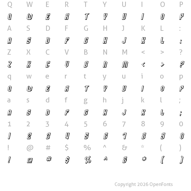 Character Map of SF Archery Black SC Shaded Oblique