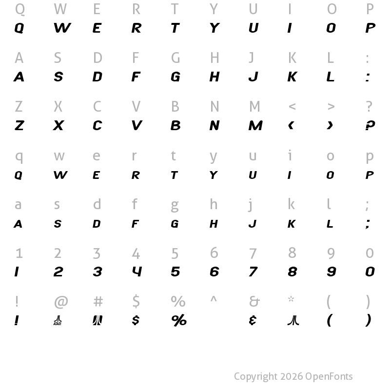 Character Map of SF Atarian System Extended Bold Italic