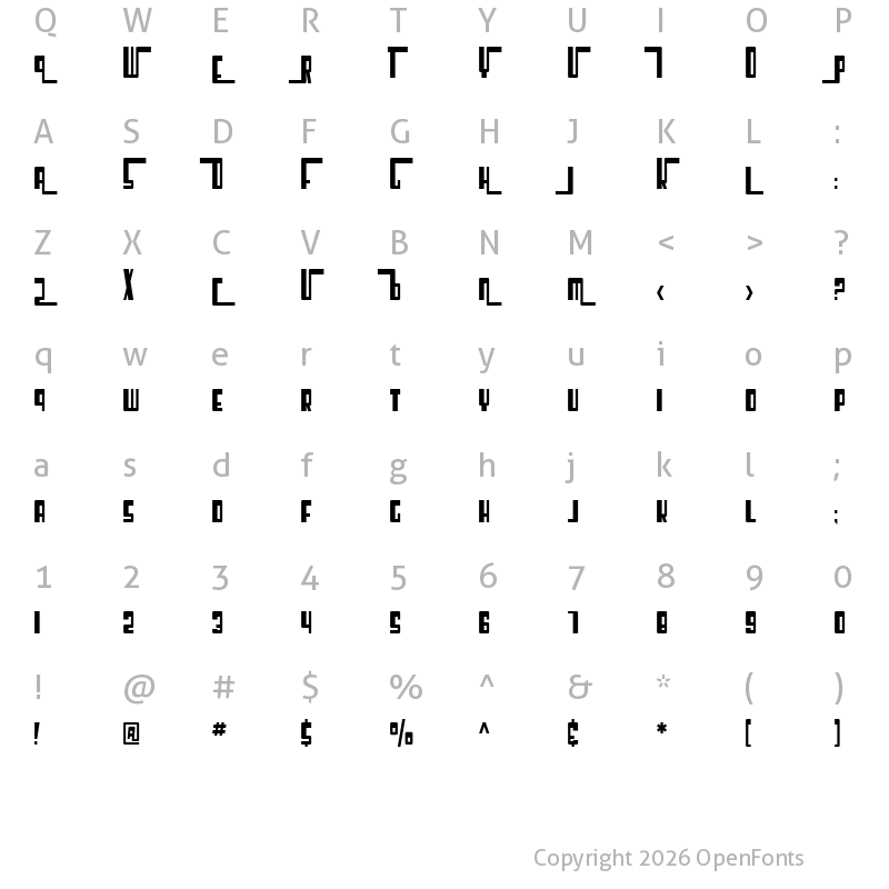 Character Map of SF Cosmic Age Condensed Regular