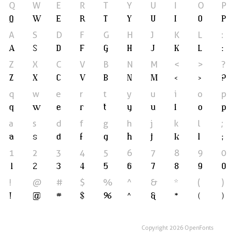 Character Map of SF Covington Exp Regular