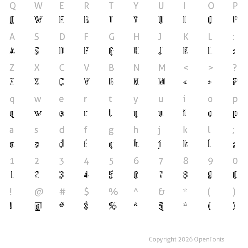 Character Map of SF Covington Shadow Regular