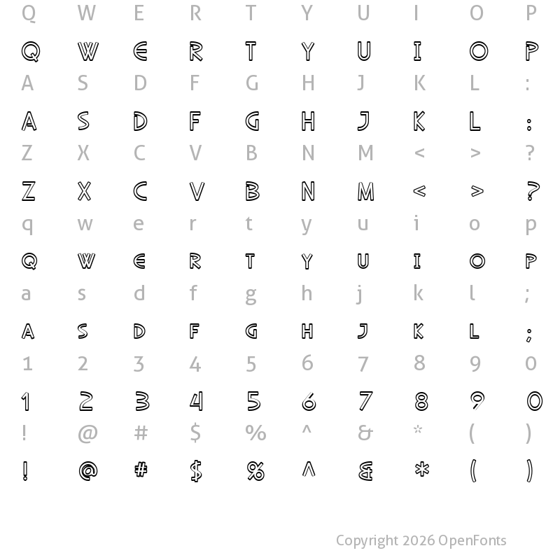 Character Map of SF Diego Sans Outline Regular
