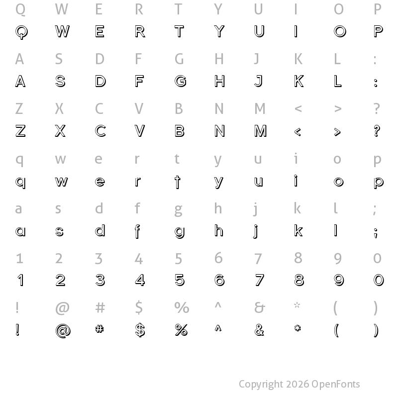 Character Map of SF Florencesans Shaded Regular