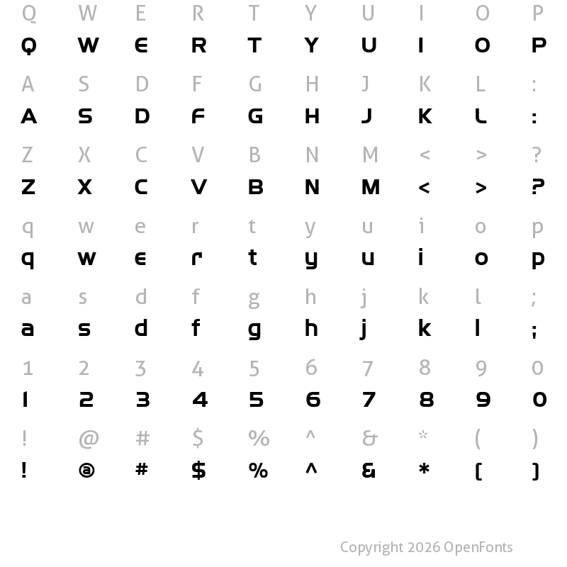 Character Map of SF Fourche Bold