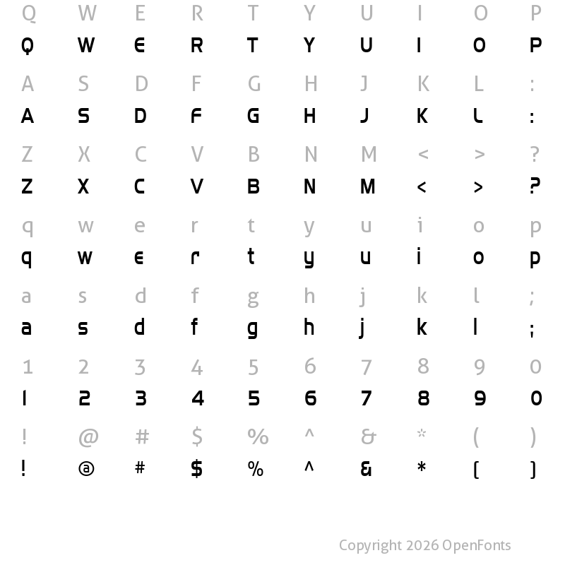 Character Map of SF Fourche Condensed Regular