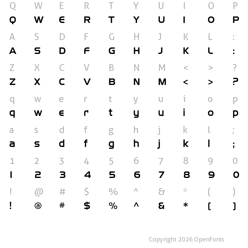Character Map of SF Fourche Regular