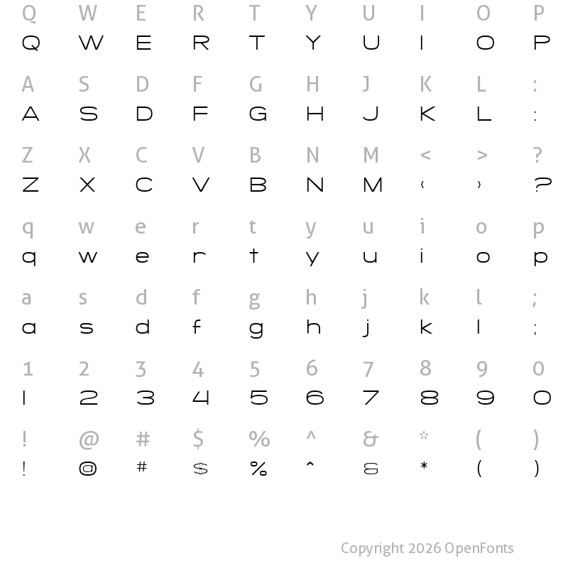 Character Map of SF Grandezza Light